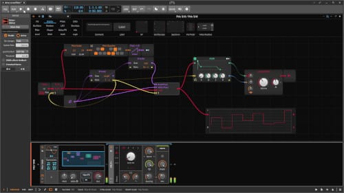 Screenshot of Bitwig, showing a grid patch