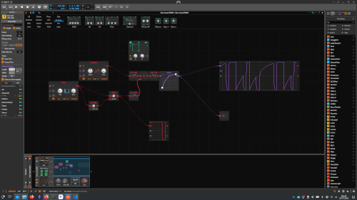 Screenshot of Bitwig showing a grid patch